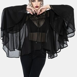 Noire Fluted Cuff Chiffon Blouse